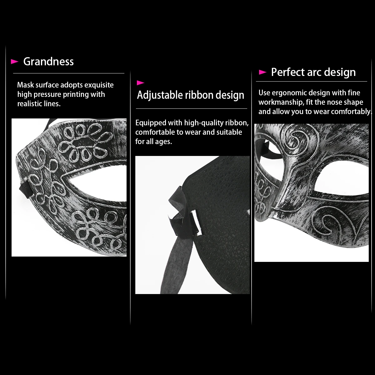 

TINKSKY Men's Greek God Mask Silver Roman Style Masquerade Face Cover for Costume Party