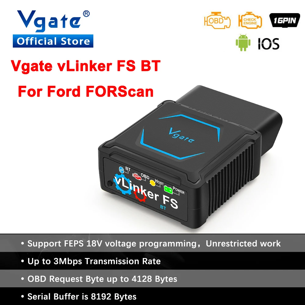 Vgate vLinker FS ELM327 Bluetooth for Android/IOS For Ford FORScan HS MS CAN ELM 327 OBD 2 OBD2 Car Diagnostic Scanner Tools