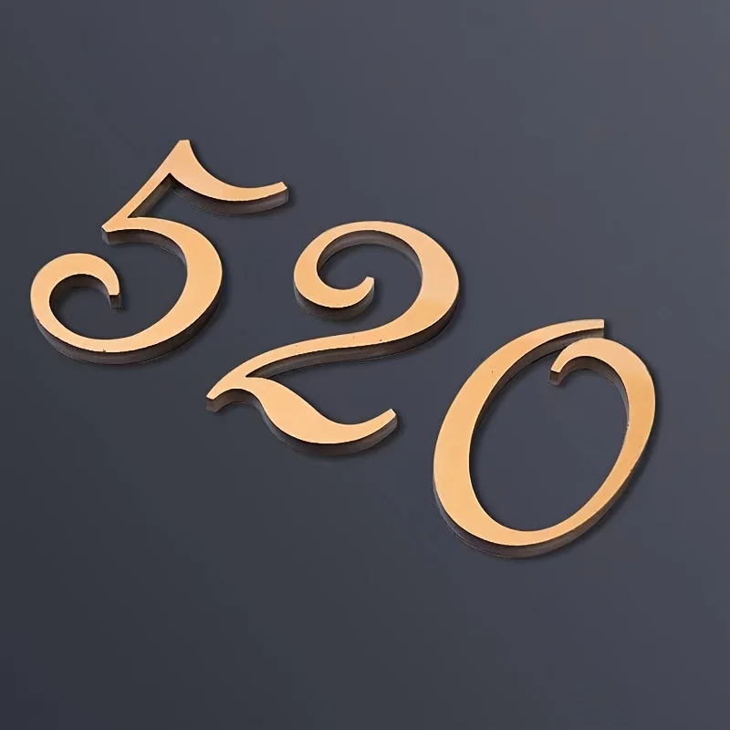 5 سنتيمتر الاكريليك الذهب لوحة الباب الرقمية صندوق البريد ثلاثية الأبعاد لوحة العناوين مناسبة للمنزل ، شقة ، الفندق ، ولافتات رقمية للفندق لتقوم بها بنفسك