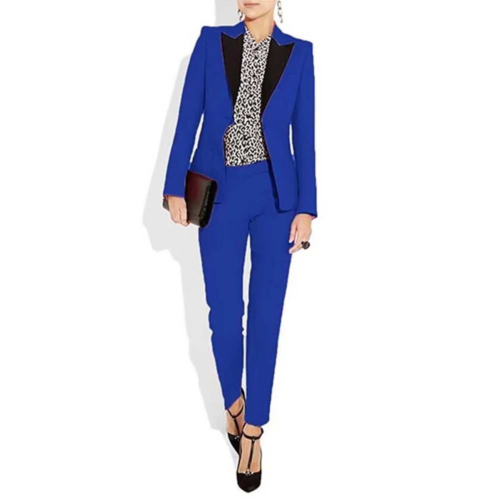 

Custom Made Business Pant Suits for Women Plus Size Ladies Pantsuit Blazer+Pants for Work Royal Blue Pantsuit for Wedding Party