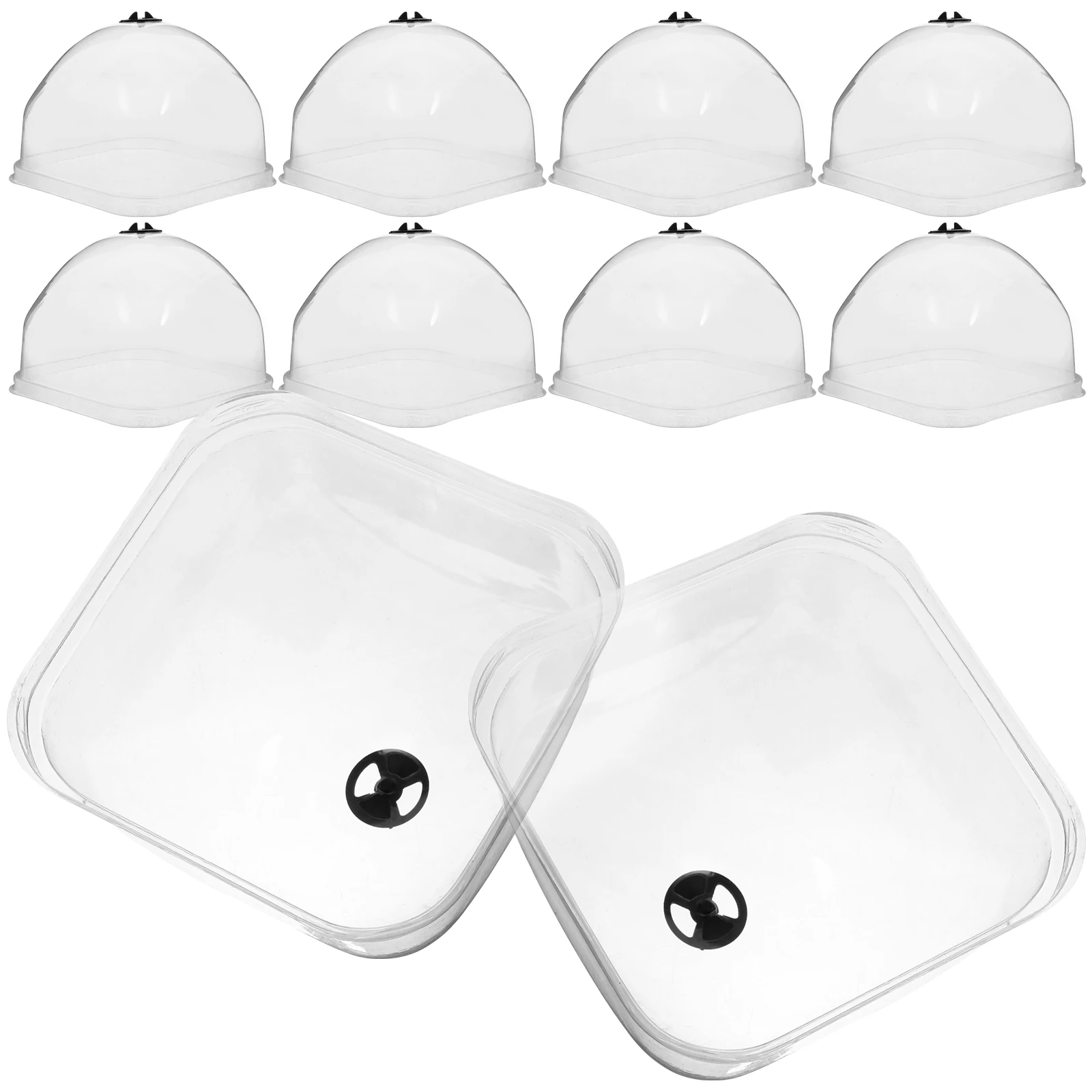 

10pcs 12cm Moisturizing Planting Covers Garden Domes Transparent Seedling Protectors with Ventilation Lightweight for Plants