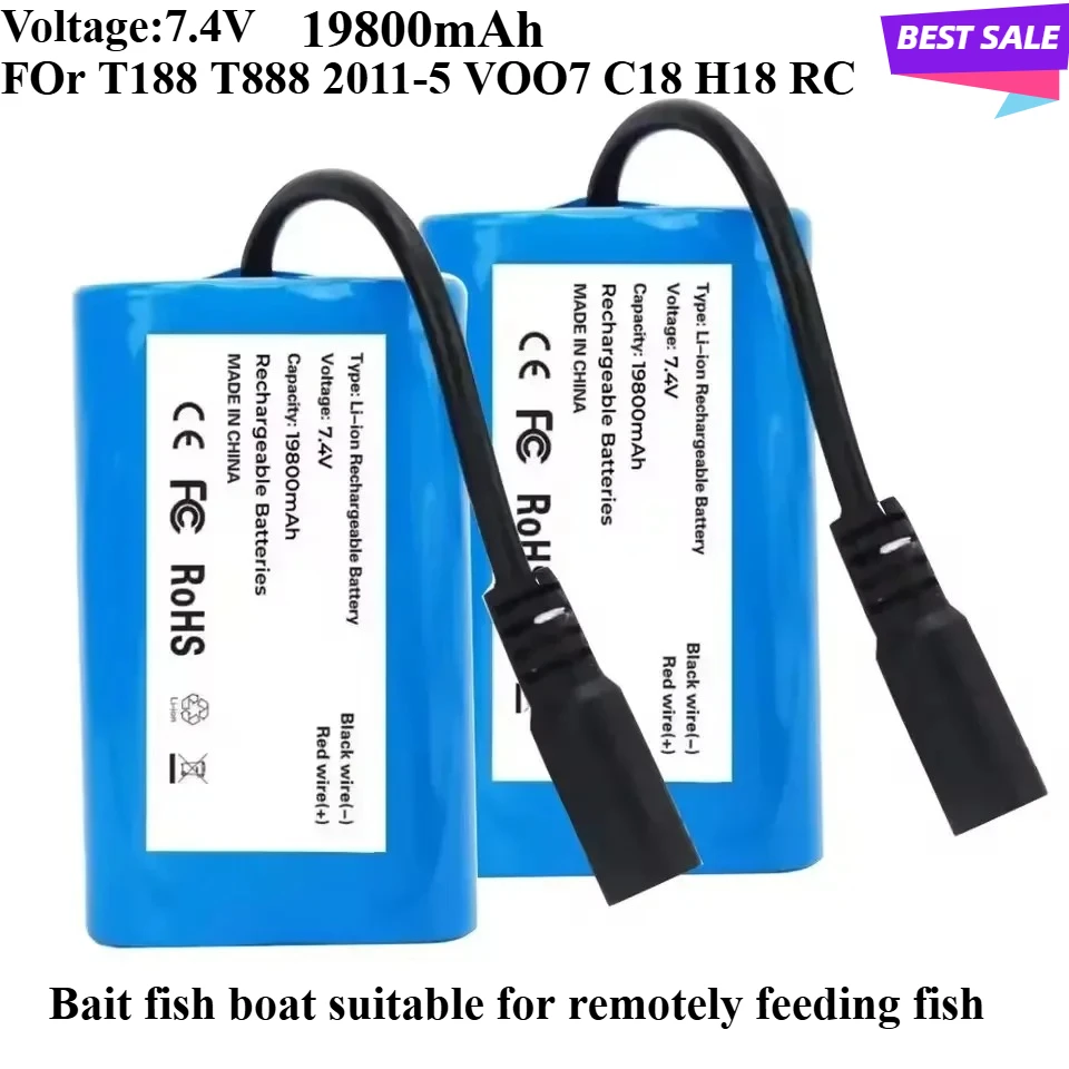 

High quality Original 2S2P 7.4V Lithium BatteryUsed For T188 T888 2011-5 Remote Control Search Bait Boat SpareToy+Charger