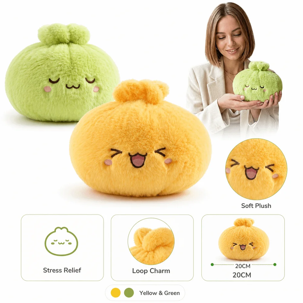 New Soft Fluffy Bun Keychain Simulated Food Squeezable Bun Squeeze with Loop Steamed Bun Keychain Backpack Accessory