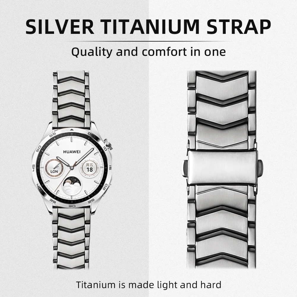 Titanium Version Strap, 20MM 22MM Folding Model, Silver Black, Fits Huawei Watch GT3 4 Quick Release Men\'s Bracelet