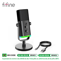 FIFINE USB/XLR Dynamic Microphone with RGB Control/Headphone jack/Mute,MIC for PC Gaming Recording Streaming AmpliGame-AM8