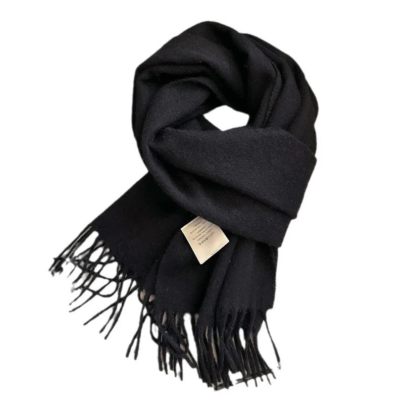 Pure wool scarf, popular for female winter students, warm scarf, new versatile tassel narrow scarf for couples