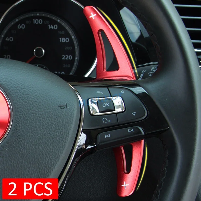 Aluminum Steering Wheel Paddle Shifter Extension Accessories For VW Golf MK8 Taigo T-Cross T-ROC Passat Touareg Tiguan Red