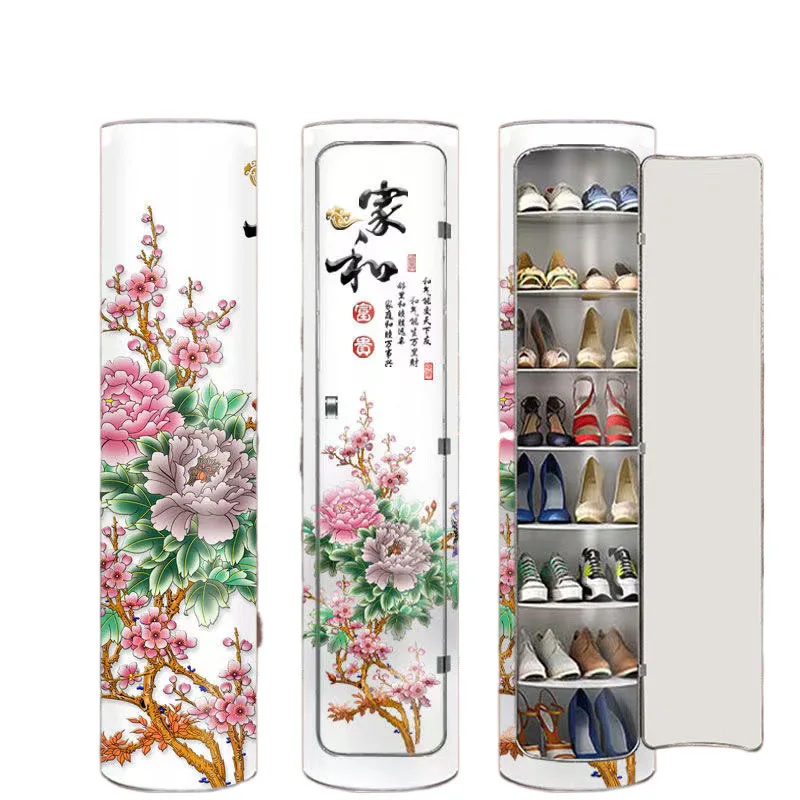 

New round 360-degree rotating shoe cabinet vertical multi-layer large-capacity multi-functional household storage space saving