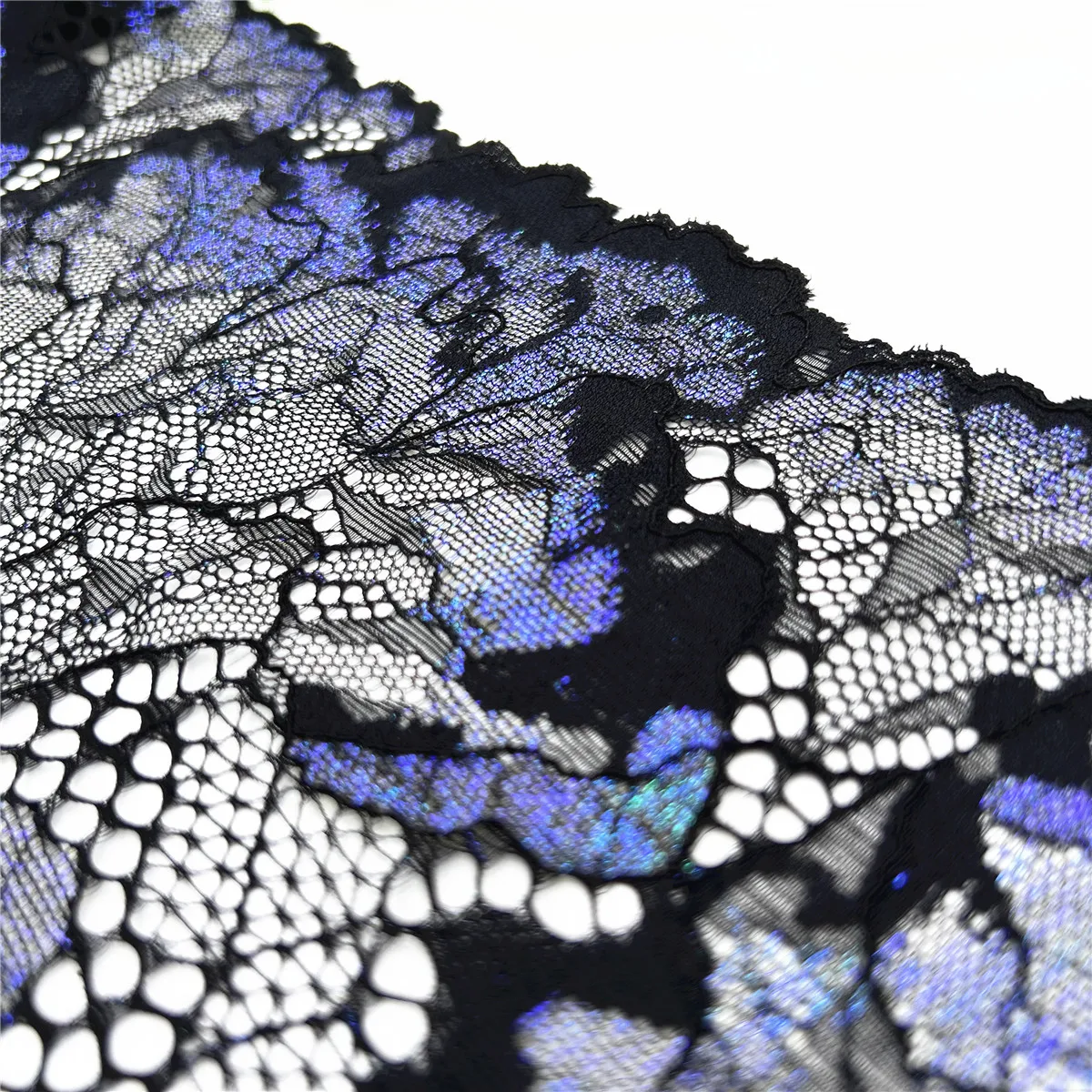 3y/lot Width 23cm Blue Black Shimmer Elastic Lace Trim Lingerie Sewing Craft DIY Apparel Fabric Lace Dress Garment Accessory