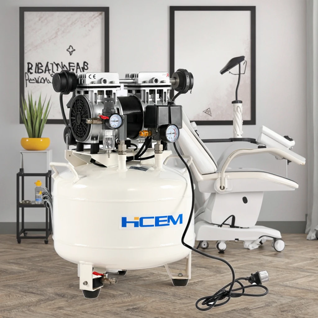 

Professional Portable 1 115V Silent Air Compressor 30L Tank Oil-Free Piston Type Featuring Core Engine Motor Components