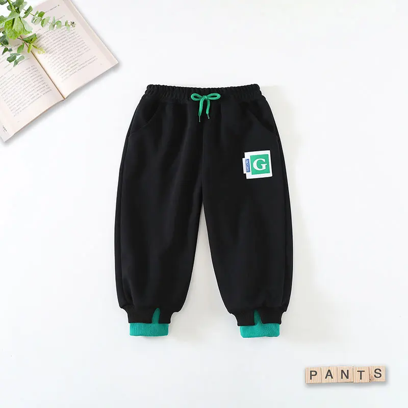 

Children's Clothing 2025 collection New boys' Korean-style fake two-piece sweatpants cute kid long pants letter sport pants