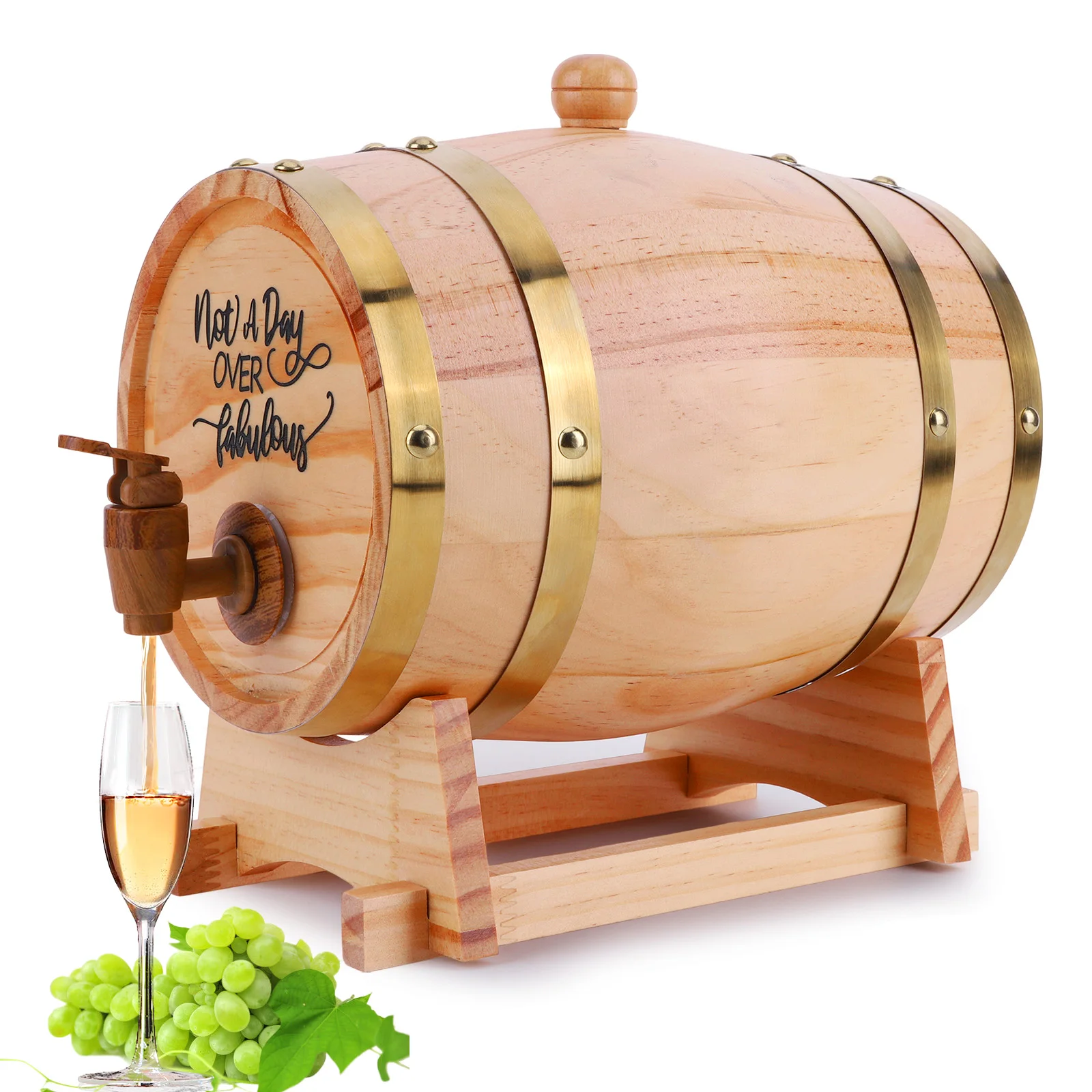 Wine Beer Tequila - 3L gegraveerd whiskyvat met standaard en