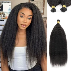 Extensions de Cheveux Crépus Lisses pour Femme, Vrais Cheveux Humains, 100% Brésiliens, Vierges, Itip, 50 Grammes, # 1B