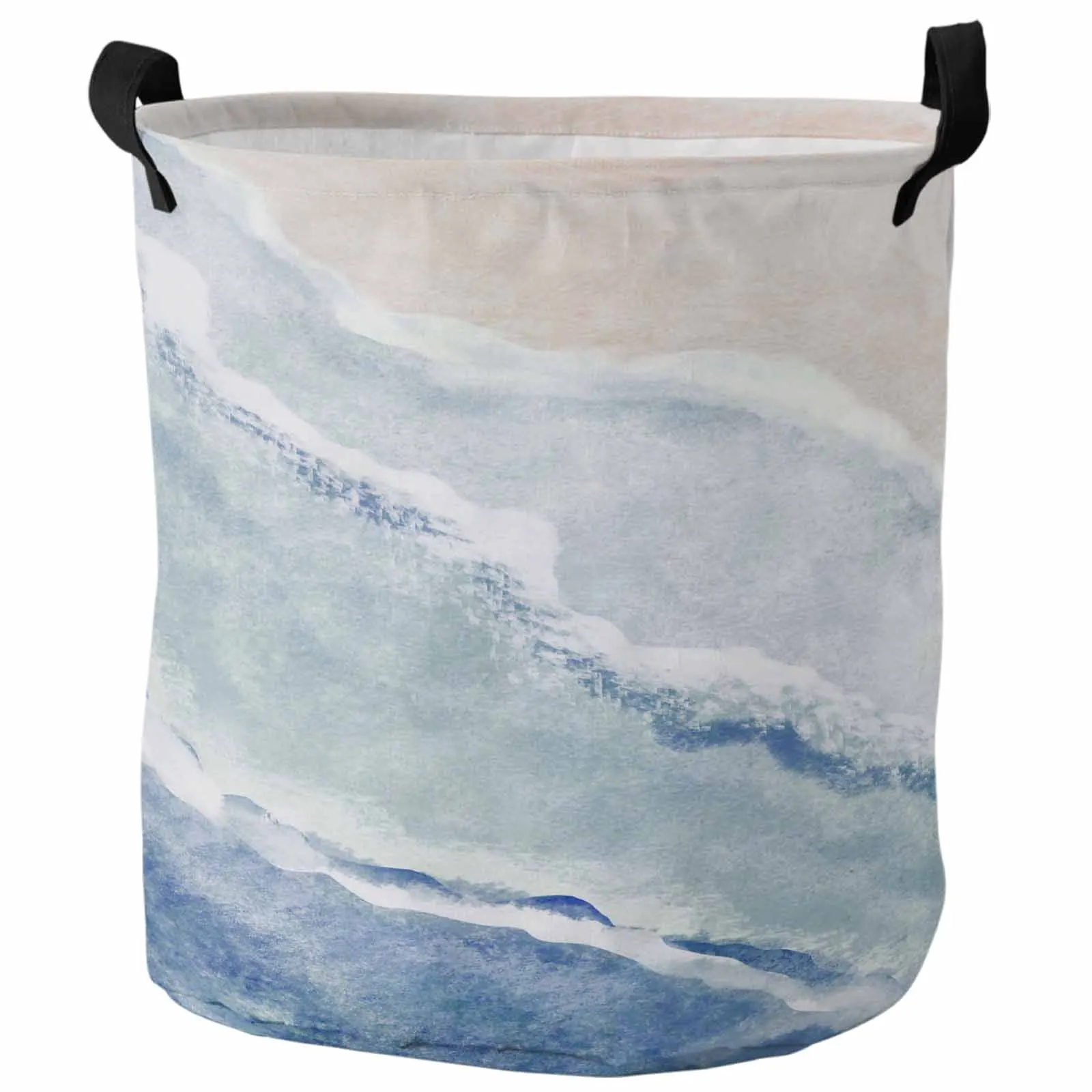 Ocean Waves And Beach Gradient Blue Foldable Dirty Laundry Basket Kid's Toy Organizer Waterproof Storage Baskets