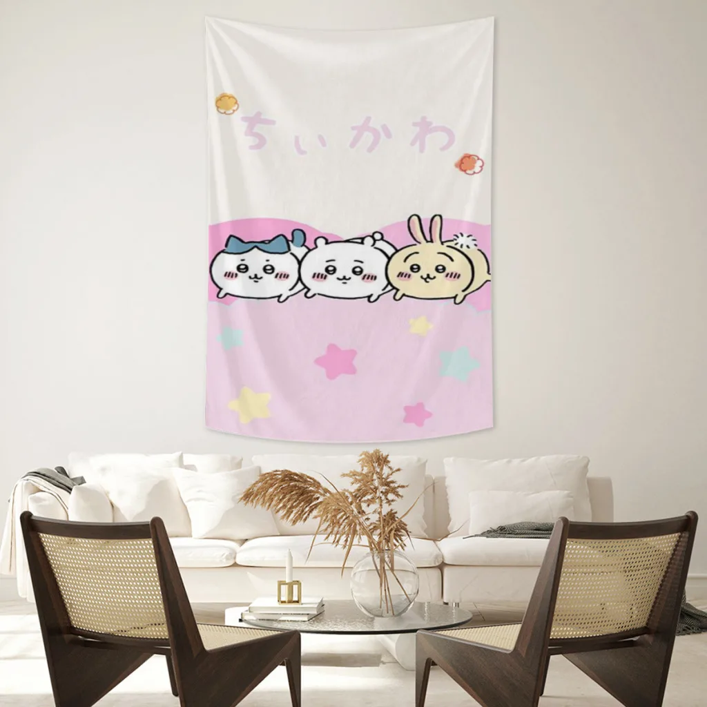 Cartoon Kawaii Cute Chiikawa Tapestry   Room Ornaments Decoration Bedroom Wall Décor