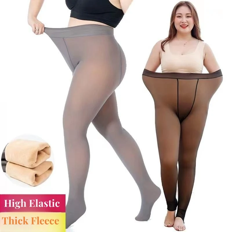 DOIAEKV Ladies Winter Thermal Leggings Women Warm Fleece Tights Sexy High Waist Skin Effect Pantyhose Elastic Thermo Stockings