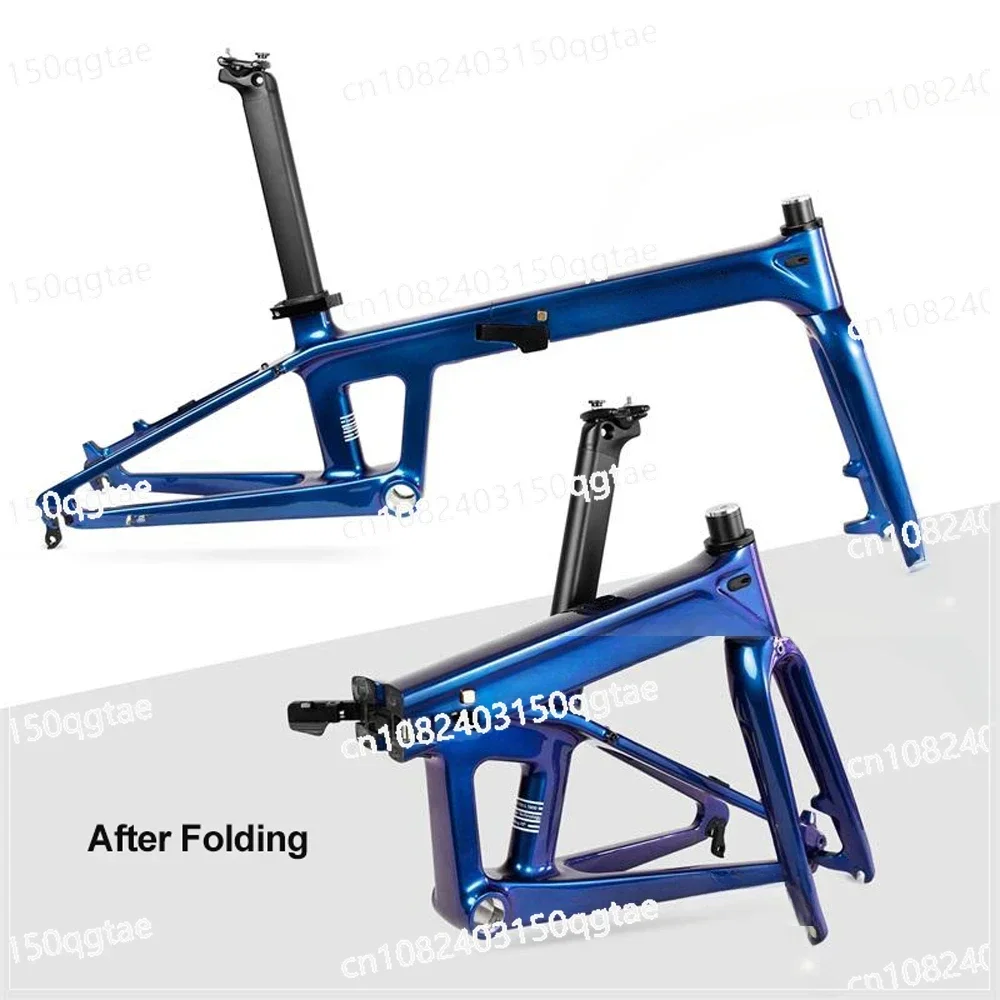 New Model Folding Bicycle Frame Carbon Fiber Bike Frame Light Disc Brake 20 Inch 100/135