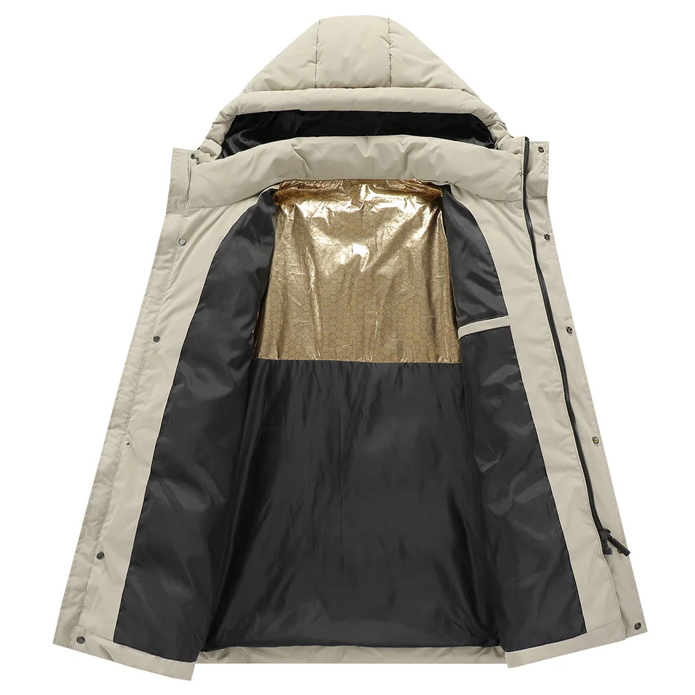 Осенне-зимняя мужская теплая хлопковая куртка средней длины с капюшоном для катания на лыжах, графеновое лыжное пальто, хлопковая куртка больших размеров