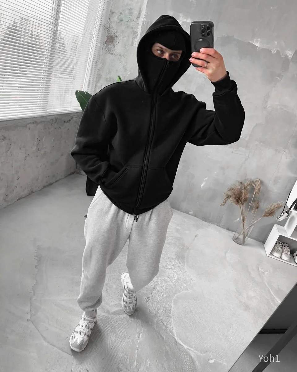 European and American Ninja Elements Men's and Women's Same Mask Cool Style Loose Hooded Hoodie