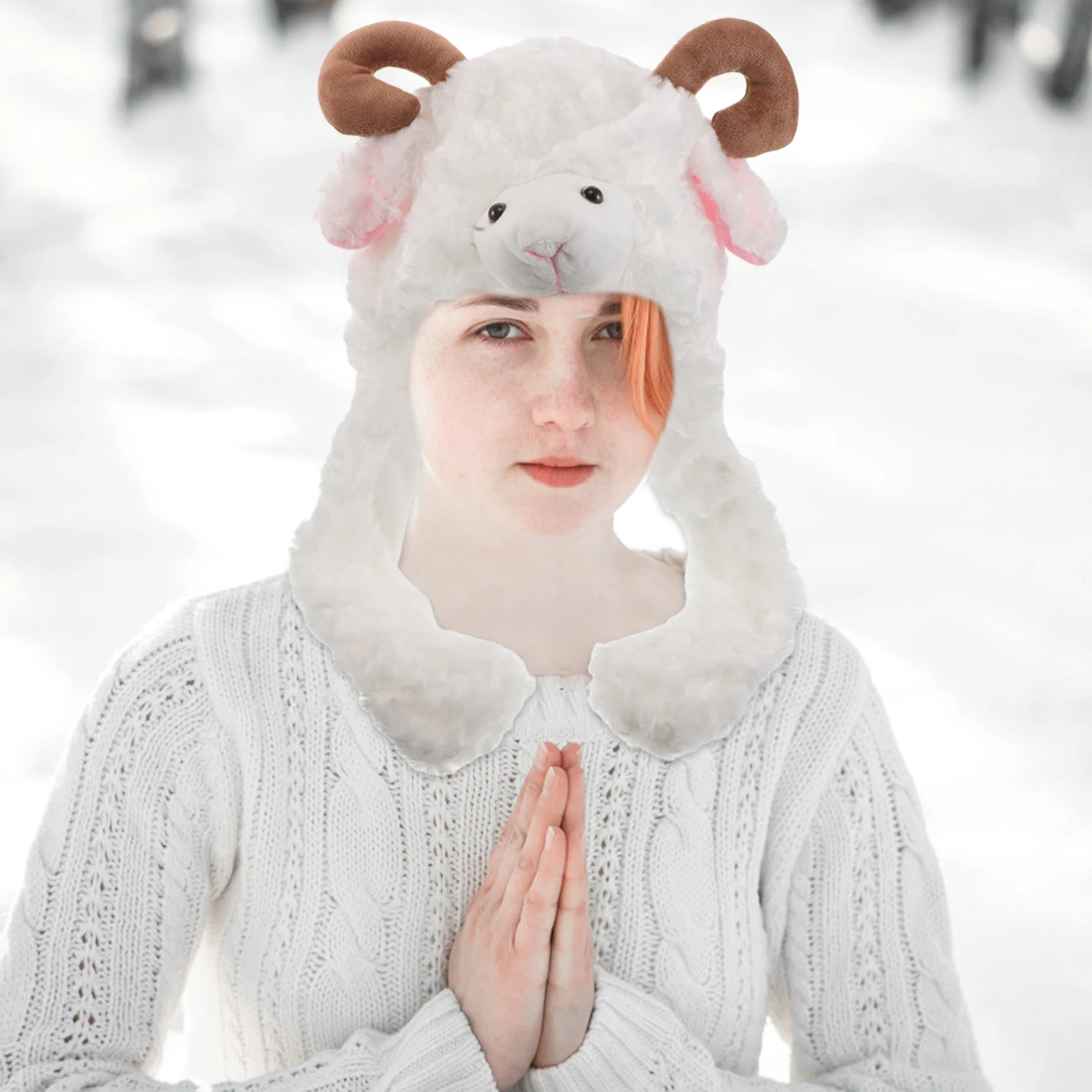 Urocza zimowa ciepła czapka z ruchomymi uszami dla kobiet, urocza czapka z nausznikami w stylu zwierzęcym na zimne dni, na zabawne imprezy.