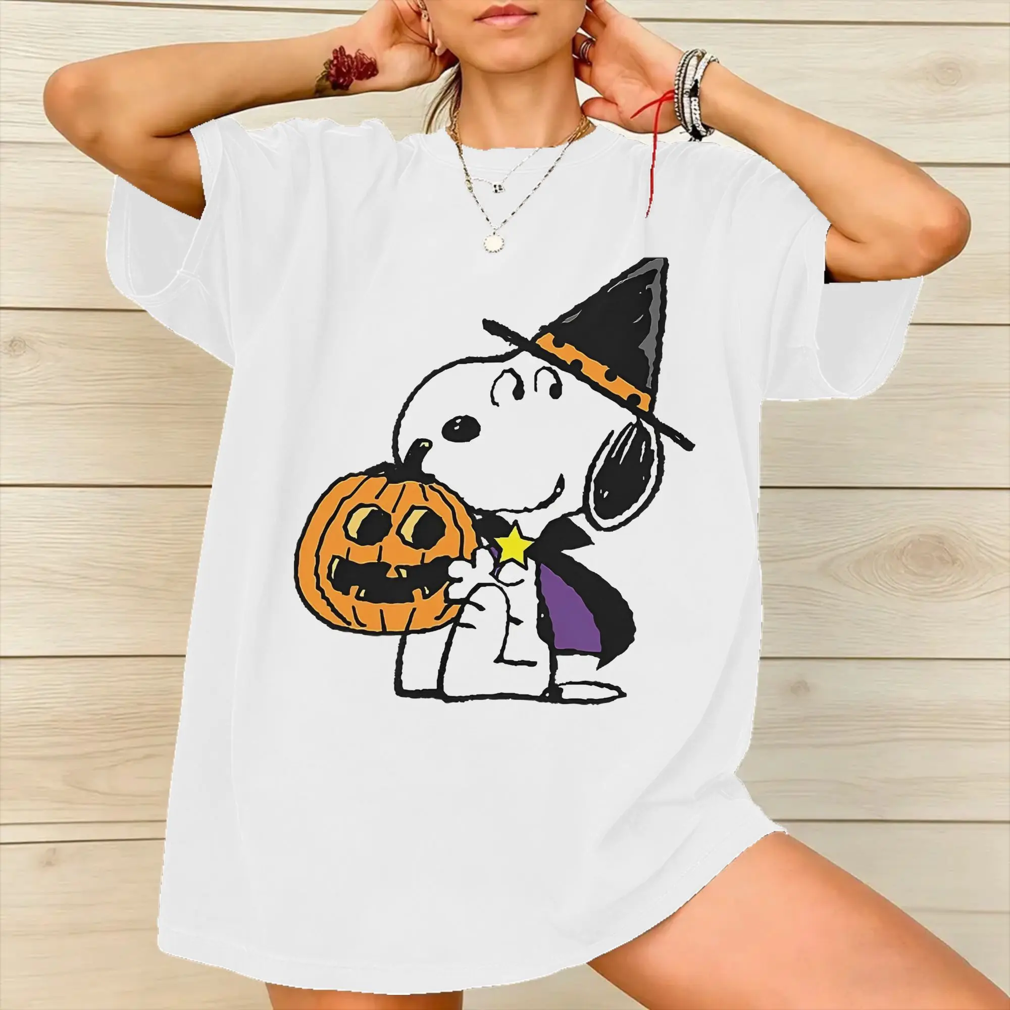 Men Women Print snoopyes halloween pumpkin Trick or treat T Shirt Tee Pure Cotton  T-shirts Clothing