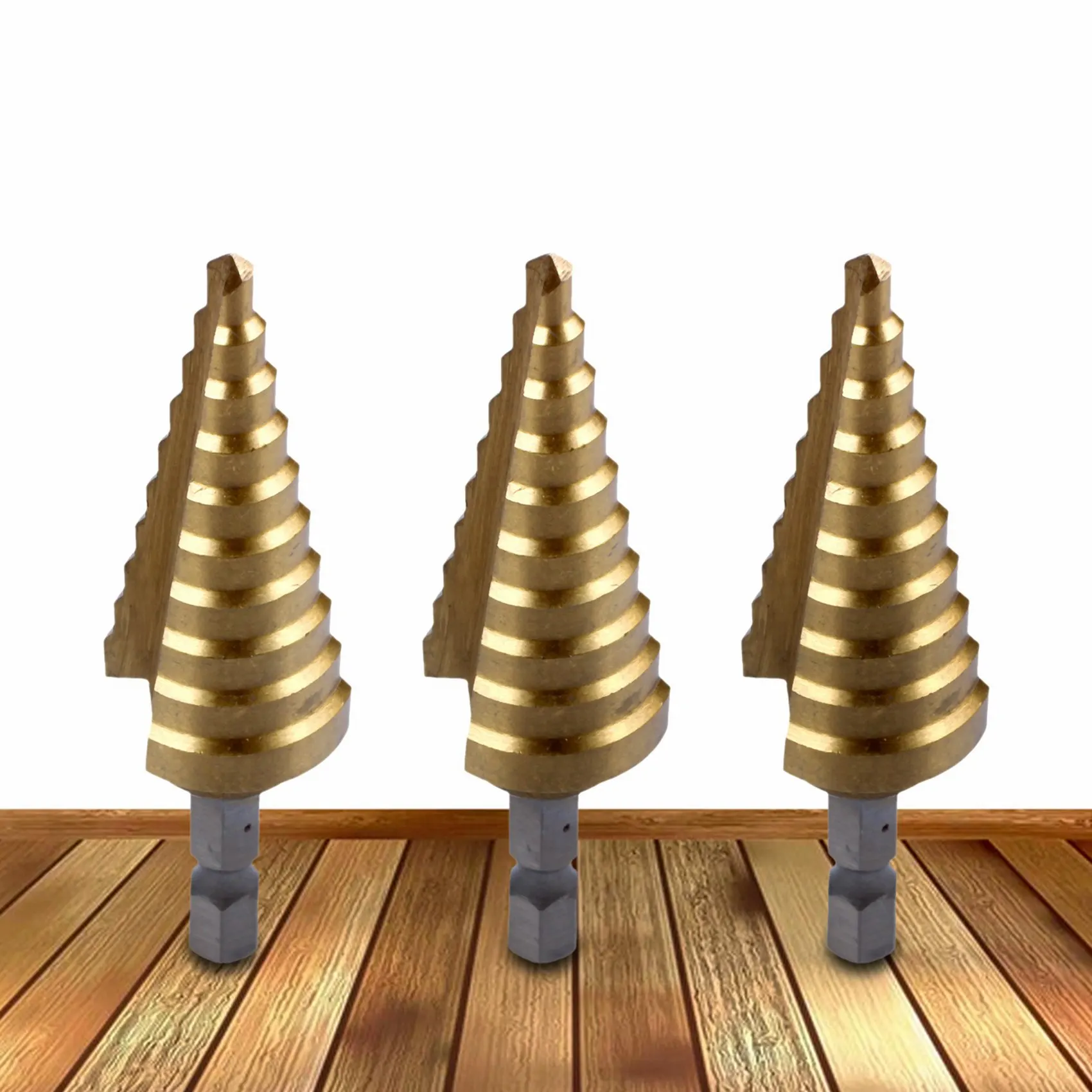 N84R 2Pcs 4-22MM HSS 4241 Hex Titanium Cone Drill Bit Hole Cutter For Sheet Metal