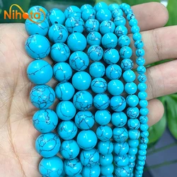 4/6/8/10/12/14MM Lake Blue Turquoises Loose Round Beads Diy Handmade Bracelet Necklace for Jewelry Making Crafts  15