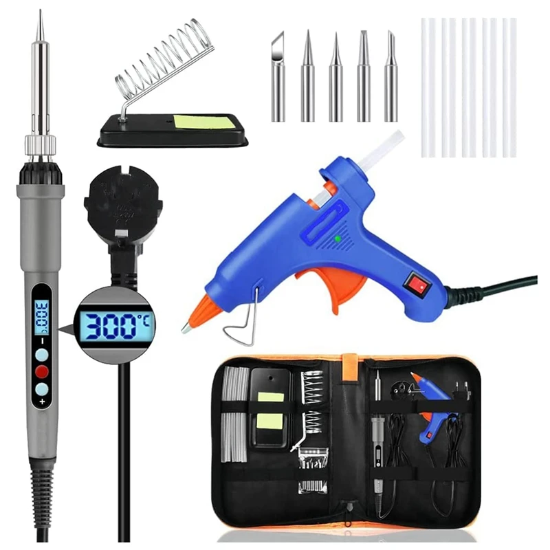 

HOT SALE Soldering Iron Set,60W Soldering Iron LCD Screen Adjustable Temperature Soldering,For Electrical Engineering