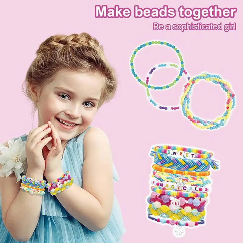 Kit de fabricación de pulseras para niños, Kit de fabricación de joyas divertido, manualidades para niños, manualidades para niños pequeños, Kit de fabricación de pulseras con dijes para niñas para la familia y niños