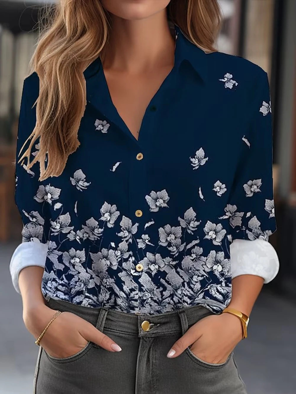 Fashion Women\'s Shirt & Blouses 2024 Elegant Flower Shirt 3D Print High Quality Long Sleeve Large Size Female Clothing Blouses