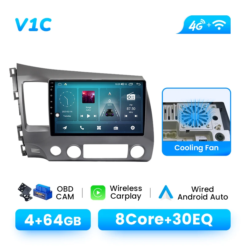 XONRICH Auto Multimedia Speler Voor Honda Civic 8 2005-2011 Android 14 Radio Draadloze Carplay GPS Navigatie DSP AI Voice RDS
