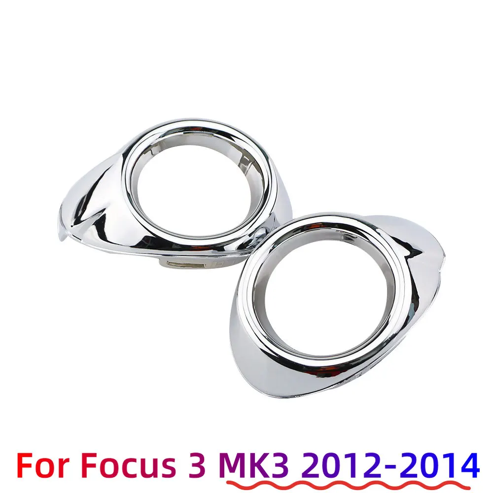 2pcs Front Fog Light Cover Fit for Ford Focus 3 Mk3 2012 2013 2014 ABS Chrome Lamp Trim Bezel Bumper Foglight Car Accessories view 2
