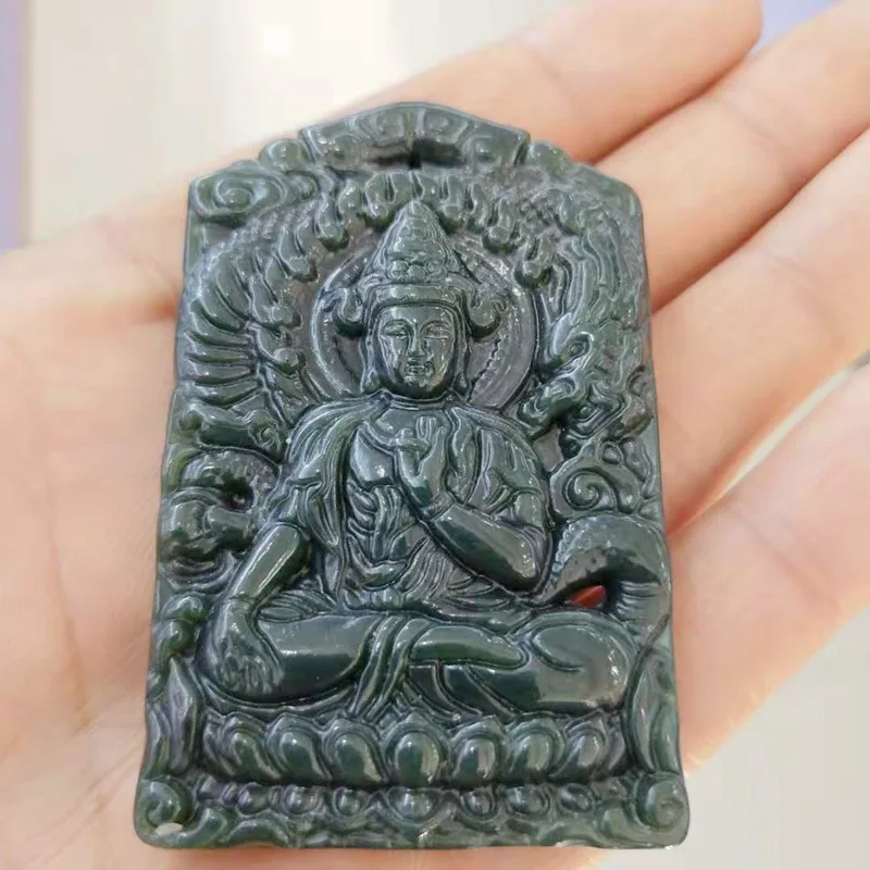 Hetian Green Guanyin , Amulet Men And Women, Jade Talisman, Pendant