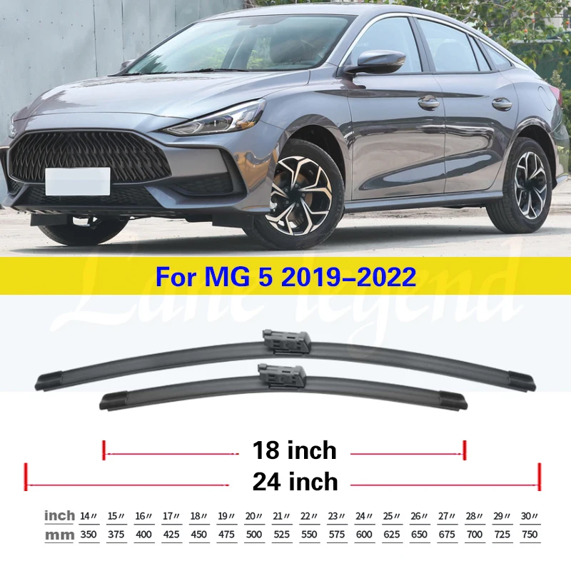 Car Front Wiper Blades For MG 5 MG5 2019 2020 2021 2022 Car Accessories Wiper Blade Brushes Cutter  Windscreen 24\'\'+18\'\'