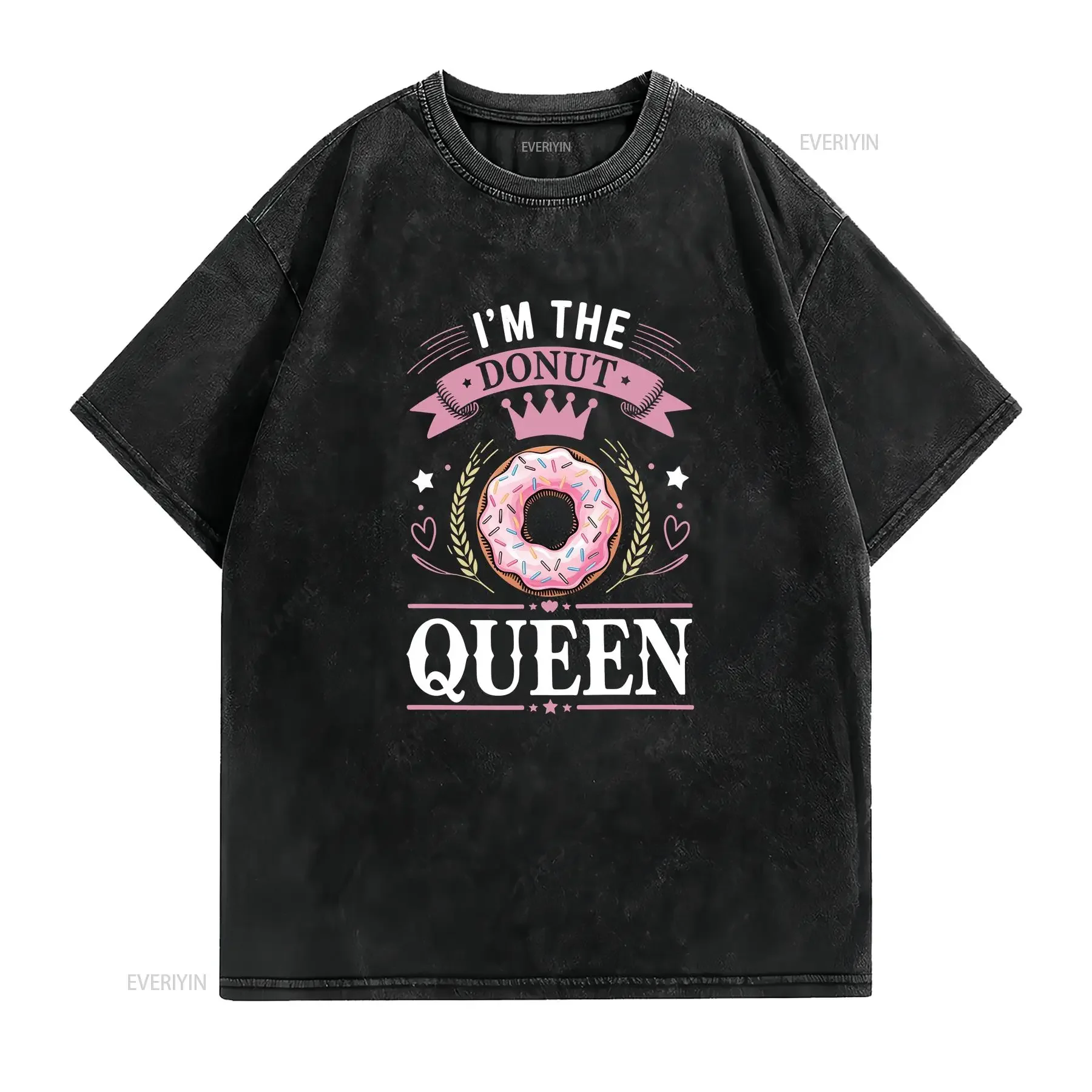 Donut Queen T Shirt for Women Fun Foodie Sprinkles Doughnut Lover Cute 100 Cotton Casual Wear vintage Washed Comfortable homme