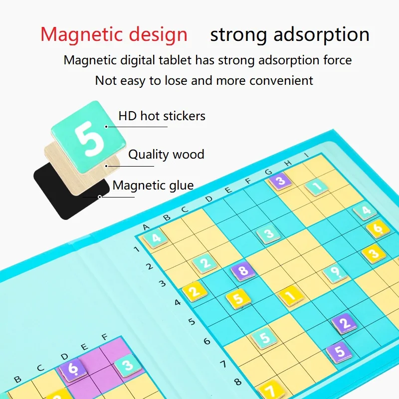 لعبة سودوكو 4 في 1 كتاب ألعاب سودوكو الخشبي المغناطيسي لمرحلة ما قبل المدرسة التعلم المبكر للأطفال لعبة ألغاز تعليمية للرياضيات هدية سودوكو