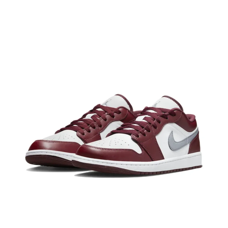 Nike Air Jordan 1 Retro Low White Bordeaux Basketball Shoes For Men Women Fashion Outdoor Casual Sport Sneakers 553558-615