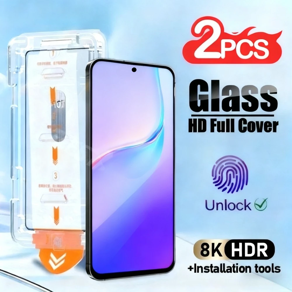 

2 шт., защитная пленка для экрана с полным покрытием для Samsung Galaxy S25 S24 S23 Ultra S22 S21 Plus S25 S24 S23 FE, стекло для установки одним щелчком мыши