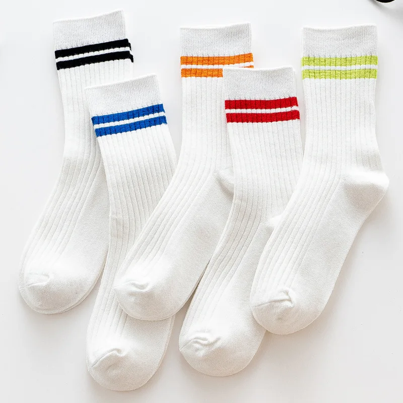 

White Socks Striped Harajuku Kawaii Funny Cute Hip Hop Skateboard Streetwear Calcetines Cotton Mujer Woman Women Skarpetki Meia