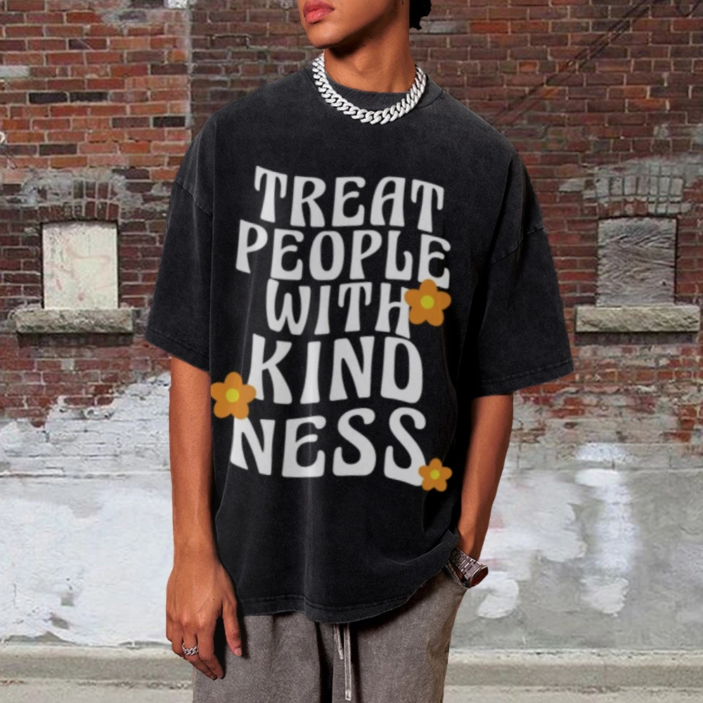 

Treat People With Kindness Trendy Vintage Unisex Washed T-shirt 90s Vintage Oversize T-Shirt Retro Washed Stylish Tee