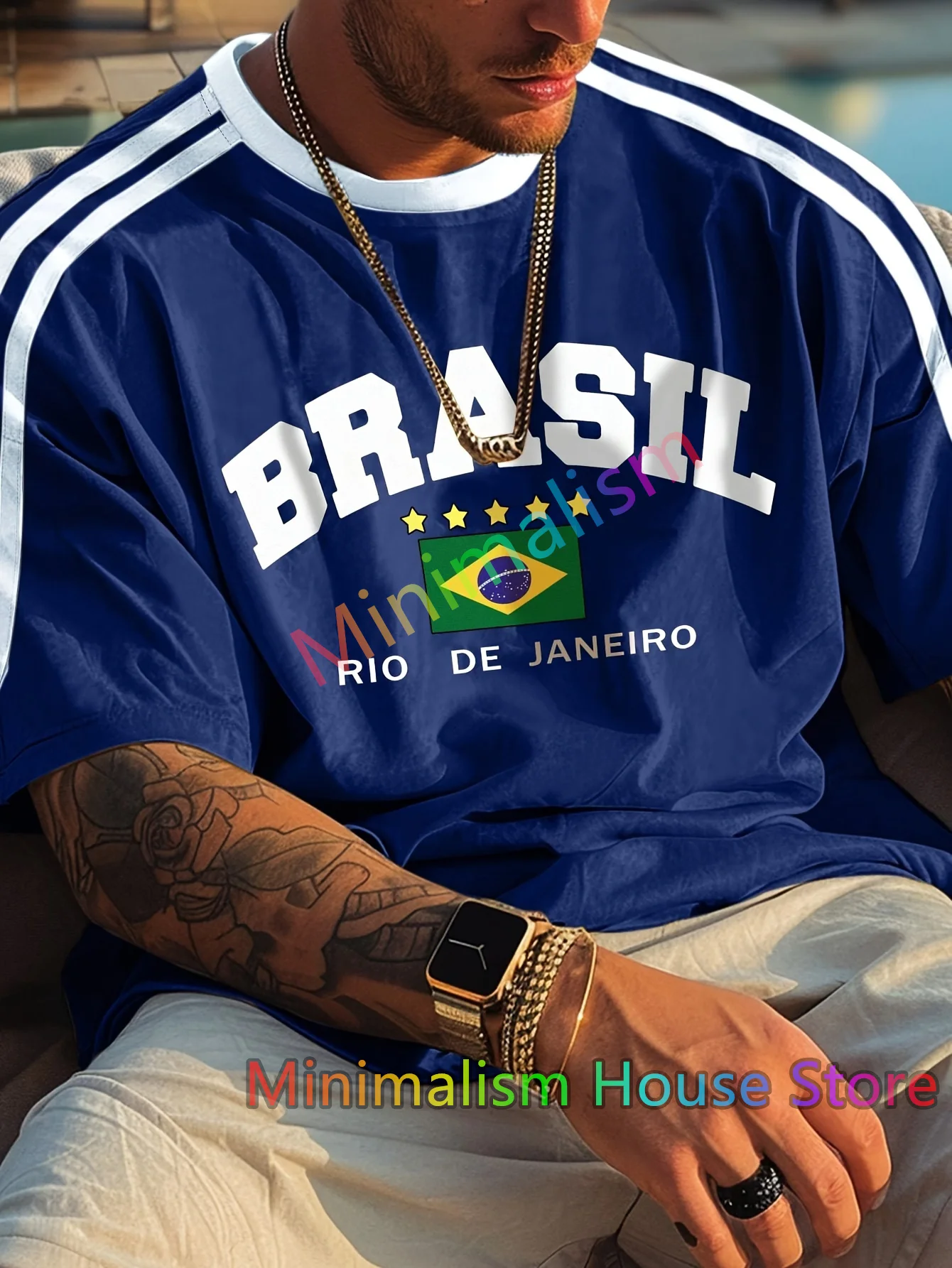 2024 Nuova Estate Cinque stelle Brasil Stampato T-shirt Per Gli Uomini Manica Corta Girocollo Magliette Vintage Casual Maglia Jersey Magliette E