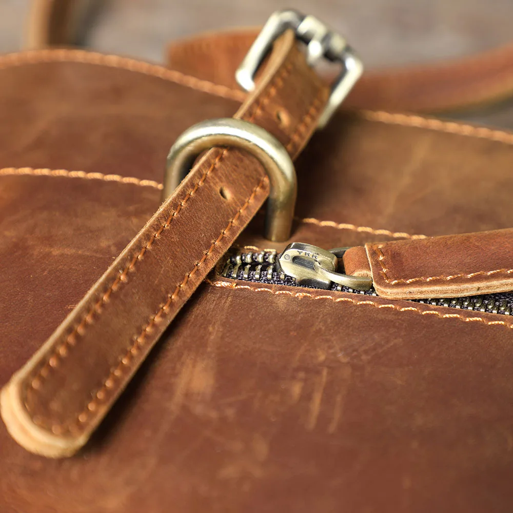 S.WORKER Retro-Umhängetasche aus Vollnarbenleder | Vintage Herren-Umhängetasche für Arbeit & Reisen – Detail 17