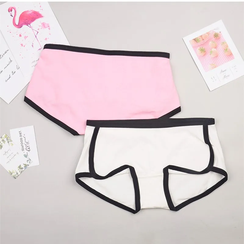 2pcs Set Comfortable Underwear Women Cotton Boyshort Briefs Cute Hipster Girls Sexy Lingerie Boy Shorts Boxer Casual Panties