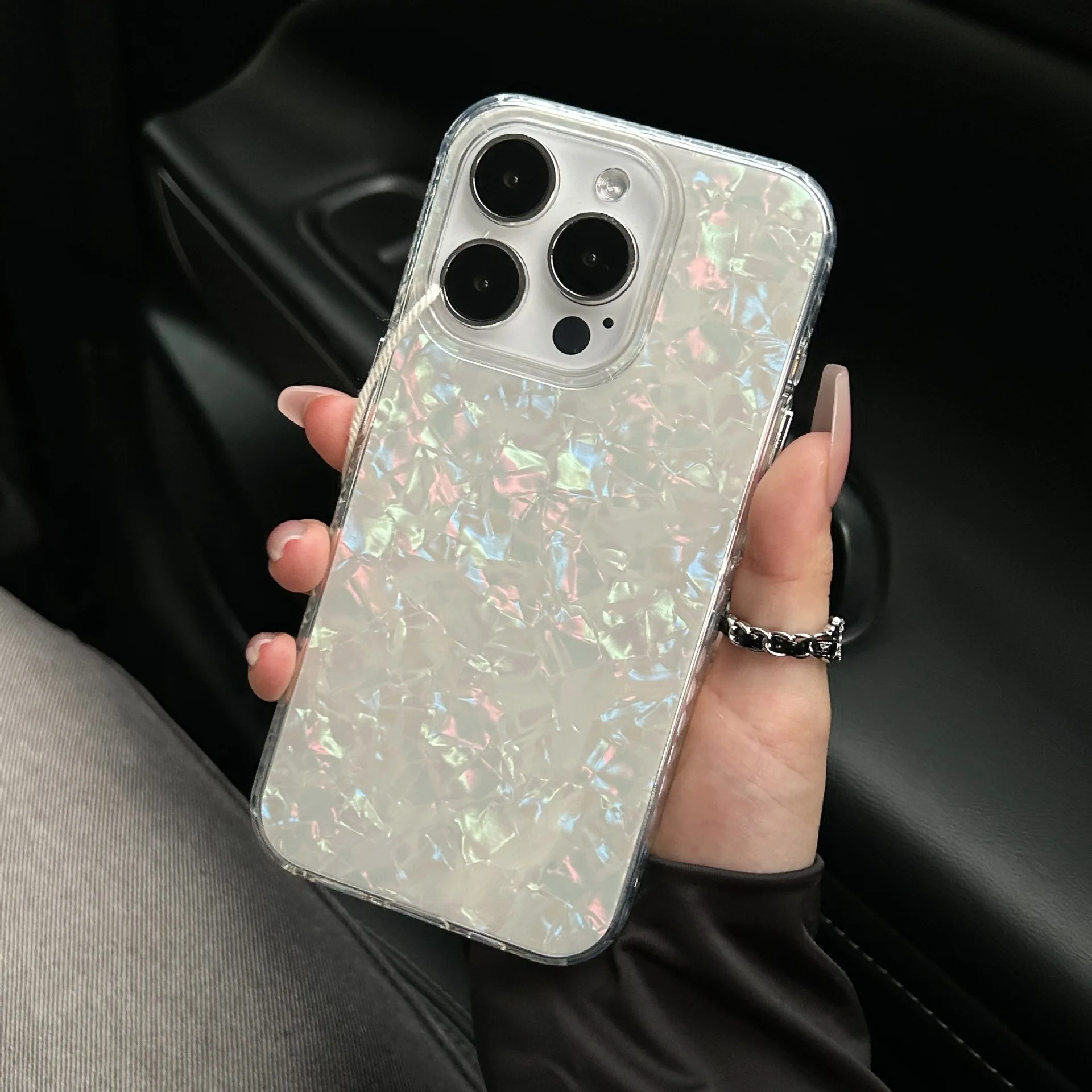 Luxury Glitter Shell Pattern Laser Phone Case For iPhone 11 12 13 14 15 16 Pro Max X XR XS 7 8 Plus Soft IMD Shockproof Cover