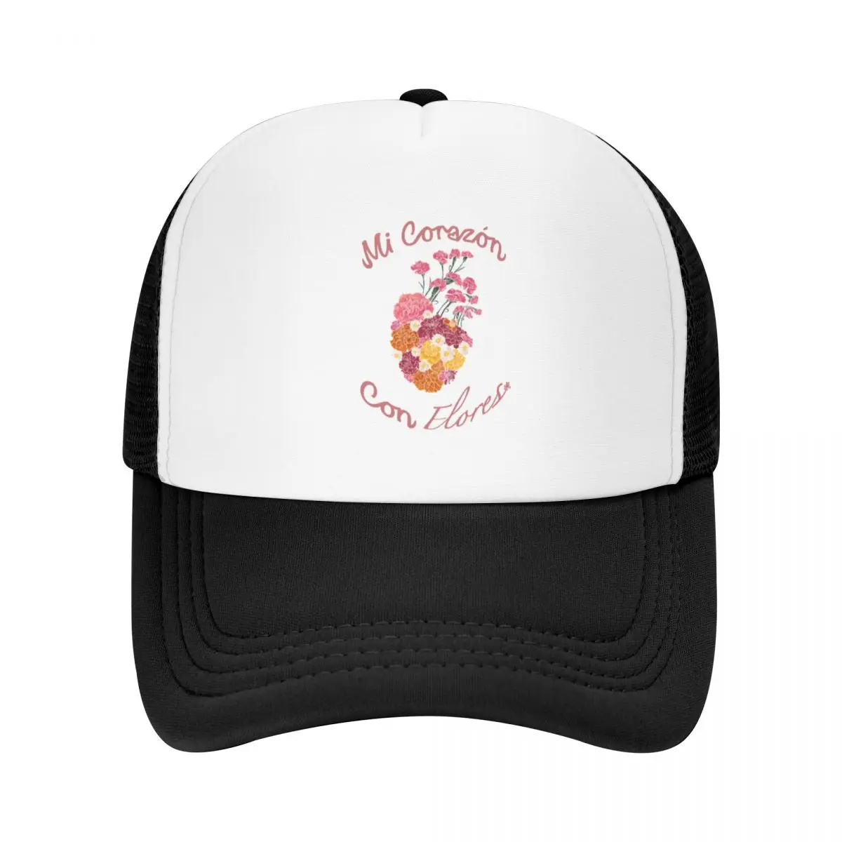 Mi Corazón Con Flores Titled (White Line Art: Complex) Baseball Cap New In The Hat Trucker Hat Rave Men's Luxury Women's