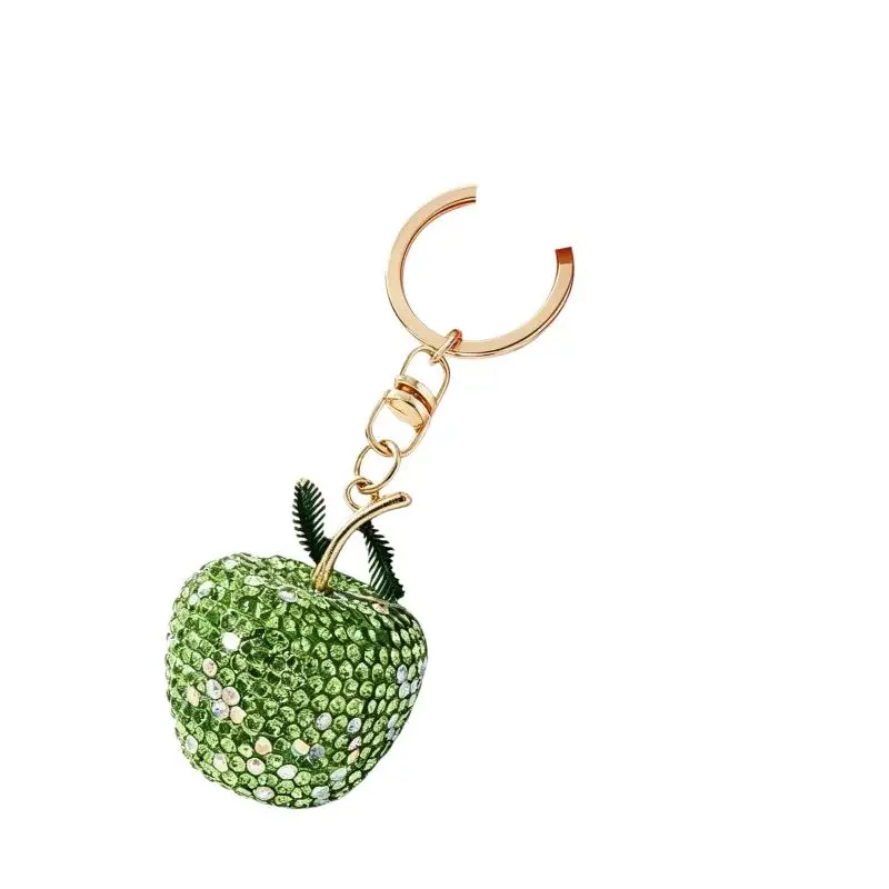 Niedlicher grüner Schlüsselanhänger mit Volldiamanten, glänzendem Kristall-Frucht-Anhänger, modischer Schlüsselring für Tasche, Autoschlüssel, Deko-Geschenk für Mädchen – Detail 8