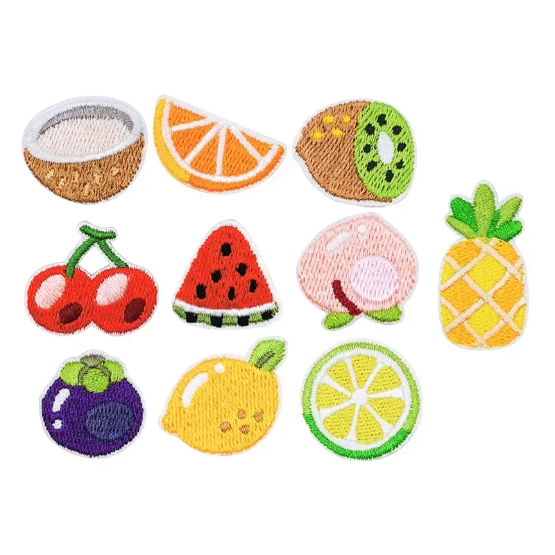 Self-adhesive Cute Watermelon Cherry Embroidered Patches for Clothing Iron on Clothes Fruit Applique Fusible Patch Badge Sticker