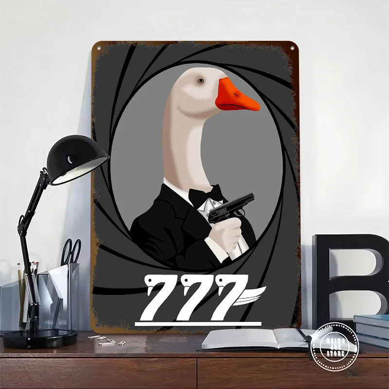 James Duck Bond 777 Poster Retro 3D Printed Metal Signs Customized Wall Hanging Gift for Modern Home Decoration Luxury Art Mural