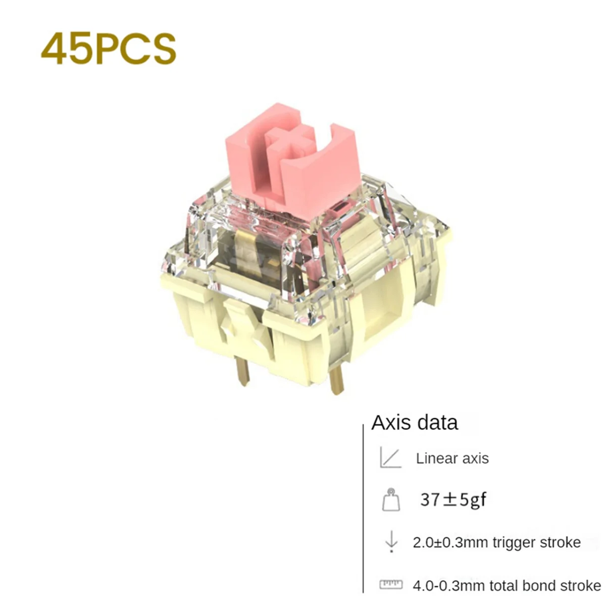 45PCS Golden Pink Axis Switches 37gf Linear Axis Switches Compatible with Mechanical Keyboard