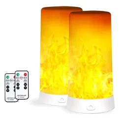 LED Remote Control Flame Effect Table Lights Rechargeable Portable Night Light Fire Flickering Desk Lamp